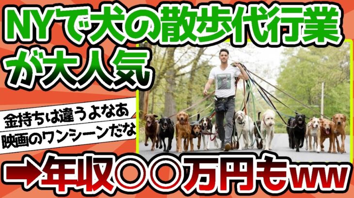 【2ch動物スレ】NYで犬の散歩代行業が大人気、年収1300万円もｗｗｗｗｗｗｗ